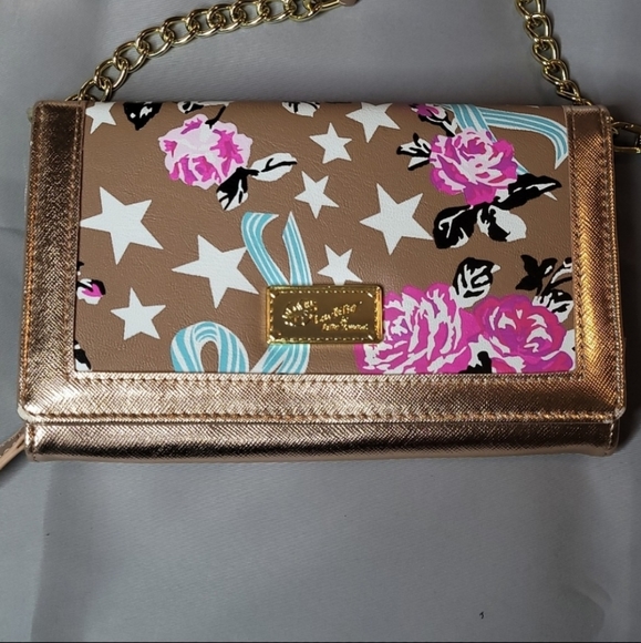 Betsey Johnson Rose Gold Star Crossbody Handbag - Picture 2 of 12